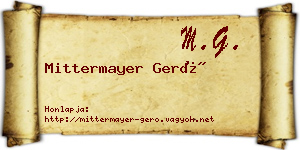 Mittermayer Gerő névjegykártya